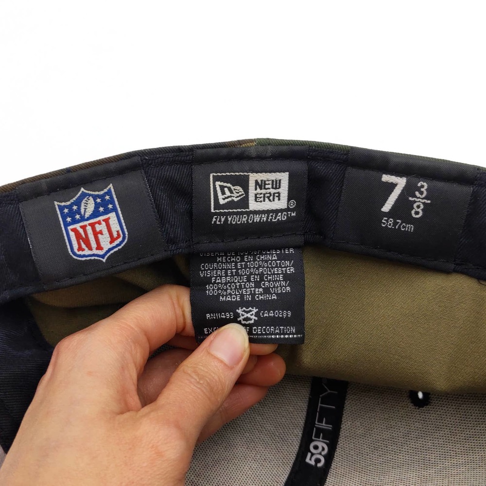 San Francisco 49ers Camo Fitted Hat NFL Reflective Cap New Era 5950 Green 7 3/8 - Picture 9 of 9